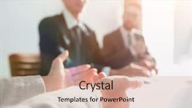  Presentation with business abstract - Slides featuring closeup business team sitting background and a coral colored foreground