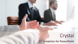  Presentation with business abstract - Slides featuring closeup business team sitting background and a lemonade colored foreground