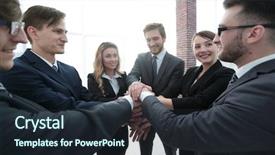  Presentation with team hands - Slide set with closeup business team with hands background and a  colored foreground