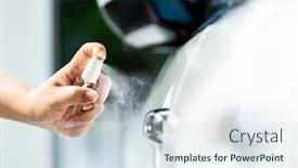  Presentation with car wash - Beautiful slides featuring closeup-car-wash-cleaning-using backdrop and a sky blue colored foreground