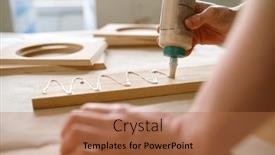  Presentation with glue - Theme featuring closeup-carpenter-applying-glue background and a  colored foreground