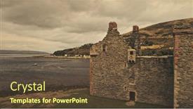  Presentation with sun rise - PPT layouts enhanced with closeup-castle-ruin-aerial-sun background and a tawny brown colored foreground