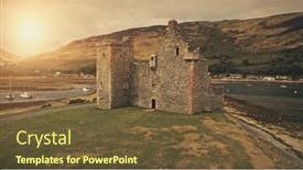  Presentation with culture heritage - Cool new theme with closeup-castle-ruins-at-sun backdrop and a tawny brown colored foreground