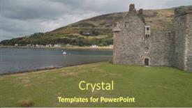  Presentation with united kingdom - Presentation theme featuring closeup-castle-walls-ruins background and a tawny brown colored foreground