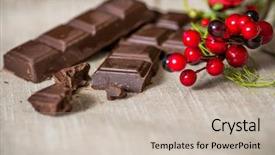  Presentation with napkin - Colorful slide deck enhanced with closeup chocolate on brown napkin backdrop and a soft green colored foreground