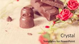  Presentation with napkin - Amazing PPT theme having closeup chocolate on brown napkin backdrop and a  colored foreground