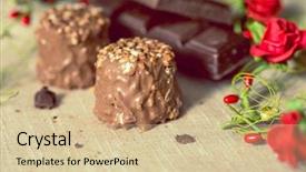  Presentation with napkin - PPT theme with closeup chocolate on brown napkin background and a  colored foreground