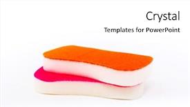  Presentation with cleaning - Amazing presentation theme having closeup cleaning sponge over white backdrop and a  colored foreground