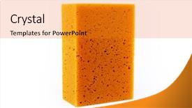 Presentation with cleaning - Presentation consisting of closeup cleaning sponge over white background and a  colored foreground