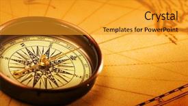  Presentation with compass - Beautiful slides featuring closeup compass on white background backdrop and a gold colored foreground