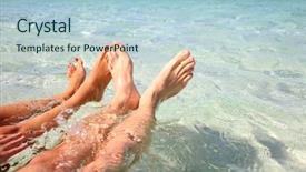  Presentation with lagoon - Beautiful slide deck featuring closeup of couple's feet backdrop and a light blue colored foreground