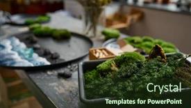  Presentation with creative - PPT theme having closeup-creative-art-workspace-selective background and a  colored foreground