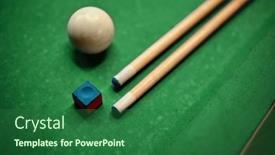  Presentation with billiard - Presentation consisting of closeup-cue-ball-and-chalk background and a forest green colored foreground
