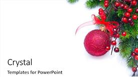  Presentation with design christmas holiday - Beautiful PPT layouts featuring closeup decorated with ball holly backdrop and a white colored foreground