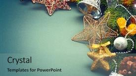  Presentation with design christmas holiday - Amazing presentation theme having closeup decorated with star holly backdrop and a mint green colored foreground