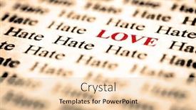  Presentation with black white love - PPT theme having closeup detail of black and white words with red word love background and a lemonade colored foreground