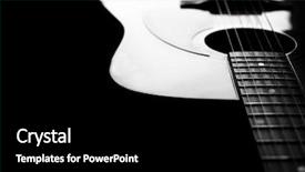  Presentation with music instrument - Amazing PPT layouts having closeup detail of guitar strings for playing music instrument talent strum strumming backdrop and a black colored foreground