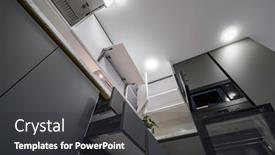  Presentation with dark simple - PPT theme with closeup-details-of-showcase-interior background and a dark gray colored foreground