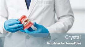  Presentation with hands holding - Presentation having closeup-doctor-male-hands background and a seafoam green colored foreground