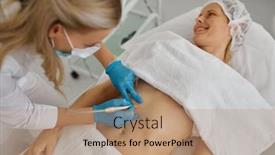  Presentation with hair - Theme consisting of closeup-electro-epilation-cosmetology-procedure background and a coral colored foreground