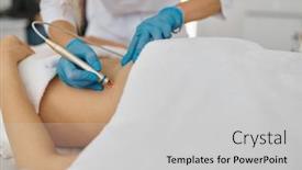  Presentation with hair - Presentation featuring closeup-electro-epilation-cosmetology-procedure background and a light gray colored foreground