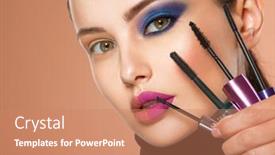  Presentation with natural cosmetic - Amazing presentation design having closeup-face-of-a-beautiful backdrop and a coral colored foreground