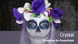  Presentation with flowery - Slide set with closeup face of woman background and a gray colored foreground