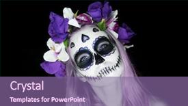 Presentation with flowery - PPT theme featuring closeup face of woman background and a violet colored foreground