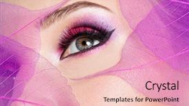  Presentation with eye - Presentation design consisting of closeup female eye with beautiful background and a  colored foreground
