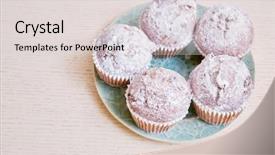  Presentation with cupcakes - Slides featuring closeup five cupcakes on plate on table background and a lemonade colored foreground