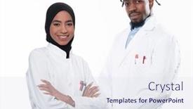  Presentation with nurses - PPT theme having closeup-front-view-of-group background and a sky blue colored foreground