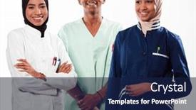  Presentation with nurses - Presentation enhanced with closeup-front-view-of-group background and a  colored foreground
