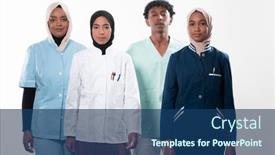  Presentation with nurses - Theme enhanced with closeup-front-view-of-group background and a ocean colored foreground
