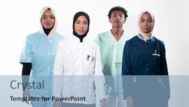  Presentation with nurses - Slide deck featuring closeup-front-view-of-group background and a  colored foreground