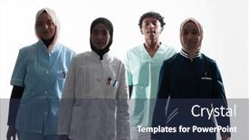  Presentation with nurses - PPT theme with closeup-front-view-of-group background and a  colored foreground