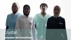  Presentation with nurses - Presentation theme featuring closeup-front-view-of-group background and a  colored foreground