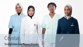 Presentation with nurses - Presentation featuring closeup-front-view-of-group background and a  colored foreground