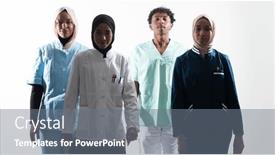  Presentation with nurses - Slide set consisting of closeup-front-view-of-group background and a gray colored foreground