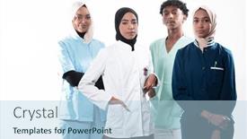  Presentation with nurses - Slides enhanced with closeup-front-view-of-group background and a light blue colored foreground