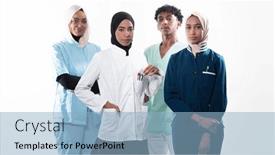  Presentation with nurses - Presentation theme having closeup-front-view-of-group background and a light blue colored foreground