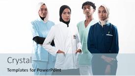  Presentation with nurses - Presentation theme featuring closeup-front-view-of-group background and a light blue colored foreground