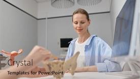  Presentation with gynecologist - Slide set with closeup-gynecologist-showing-structure background and a coral colored foreground