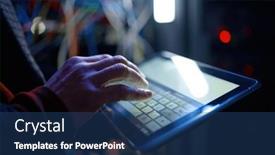  Presentation with server - Presentation design enhanced with closeup-hand-working-in-digital background and a ocean colored foreground