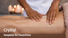  Presentation with beautician - Amazing presentation theme having closeup hands of beauty therapist backdrop and a red colored foreground