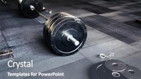  Presentation with fitness - Presentation design having closeup image of a fitness background and a gray colored foreground
