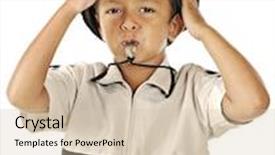  Presentation with whistle - PPT theme enhanced with police badge - closeup image of a preschooler background and a soft green colored foreground