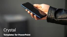  Presentation with mobile application - Slide set enhanced with closeup-image-of-an-unrecognizable background and a  colored foreground