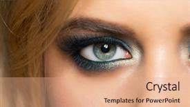  Presentation with eye - PPT layouts with closeup image of beautiful woman background and a  colored foreground