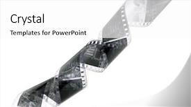  Presentation with curling - PPT theme enhanced with closeup image of curling black and white 35mm film background and a white colored foreground