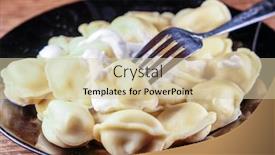  Presentation with manufacturing steel plate - PPT layouts consisting of closeup-image-of-dumplings background and a soft green colored foreground
